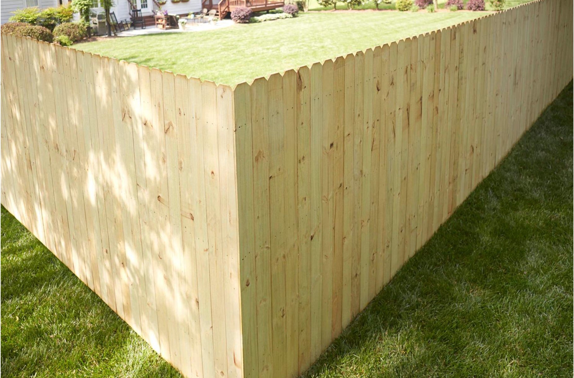 Wood privacy fence installation in Lancaster PA backyard